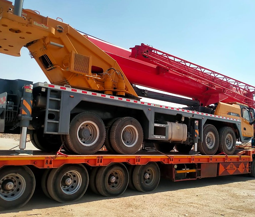 New UEC SANY mobile crane on a low-bed trailer