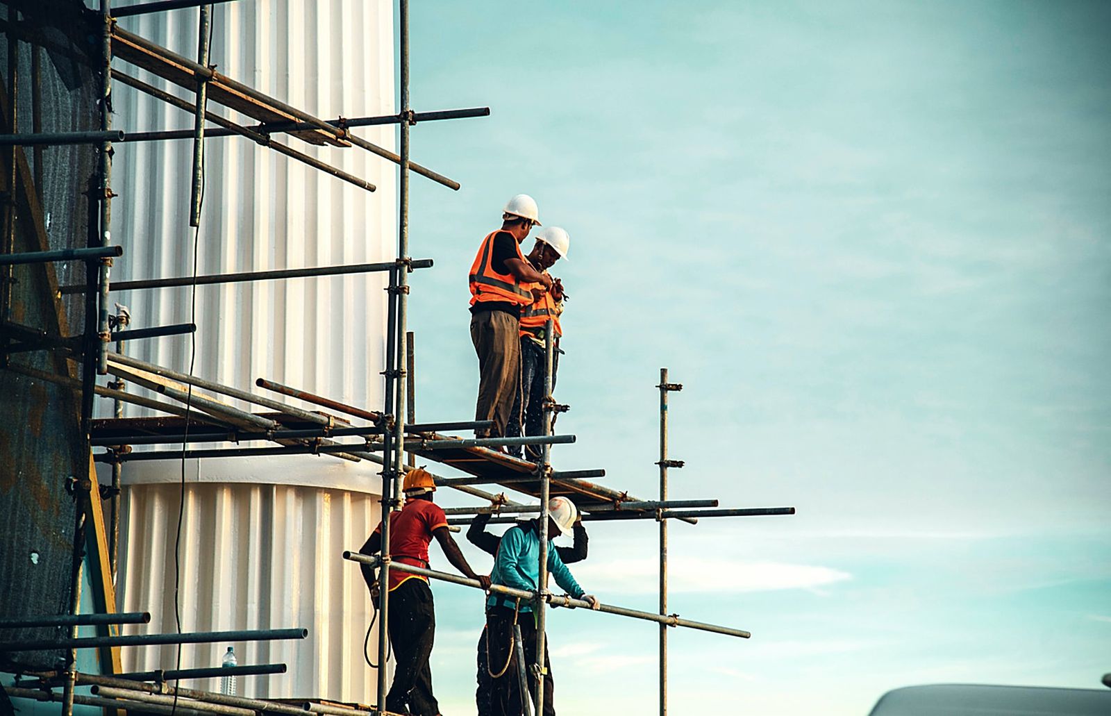 Inspection personnel on scaffolding