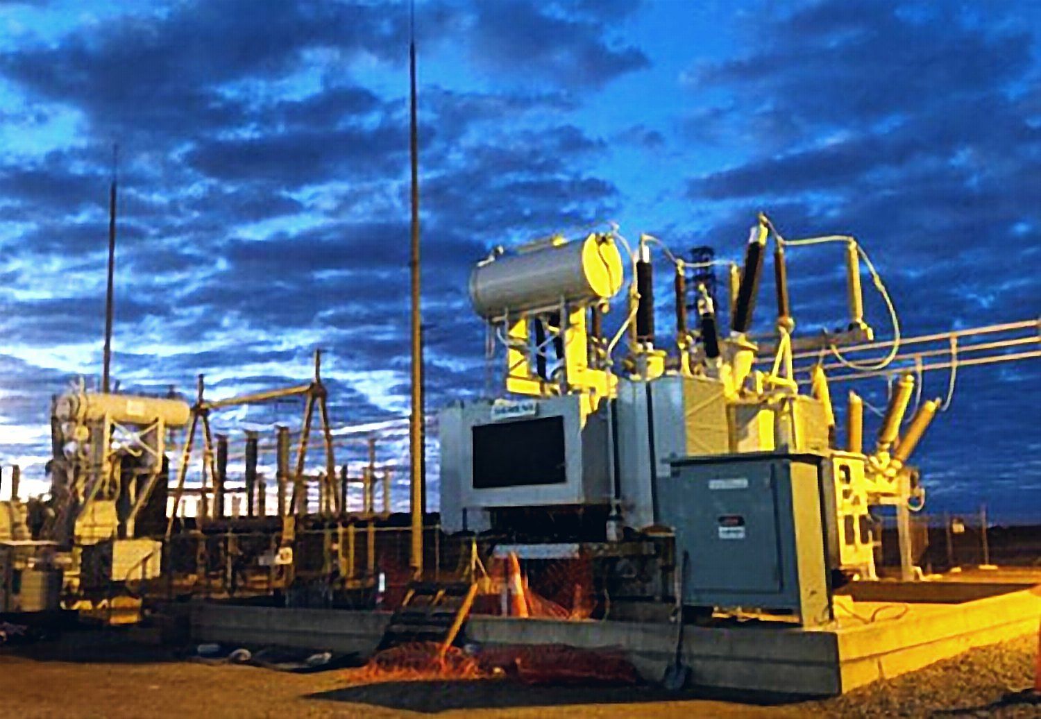 Power transformer at a substation